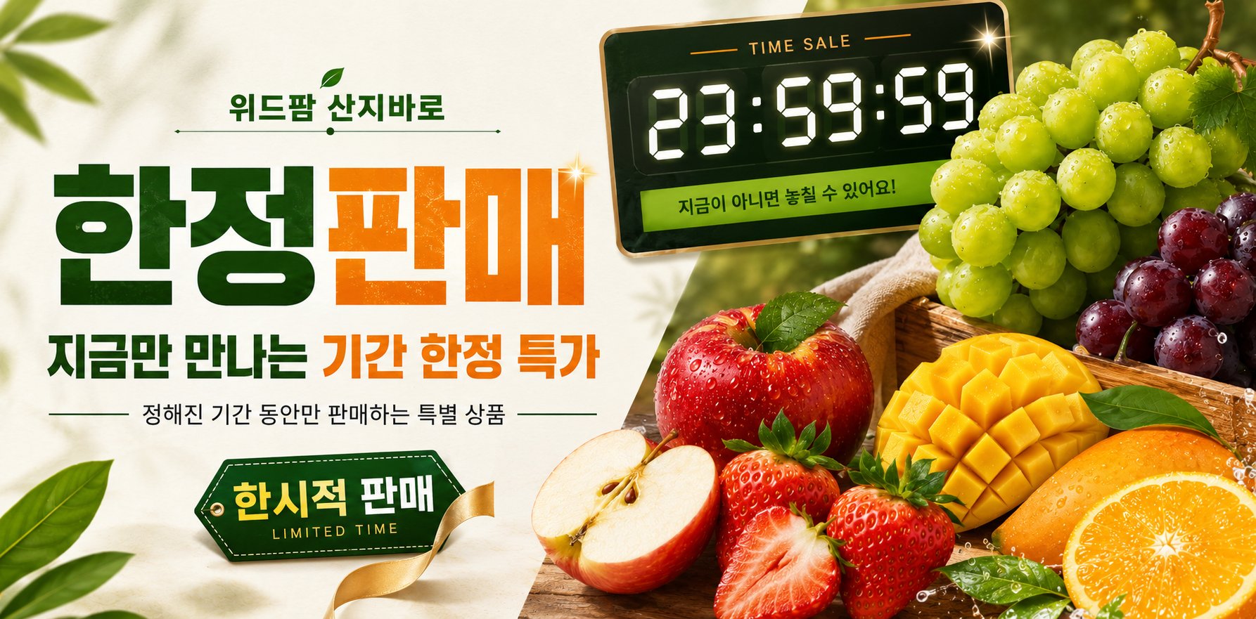 자연섬김 산지바로 한정판매 기간 한정 특가 배너
